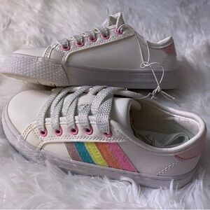 The Children's Place White Sneakers with Rainbow Stripes
